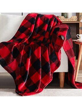 Buffalo Plaid Throw Blanket Fleece Soft Cozy Warm Lightweight Sofa Couch Bed